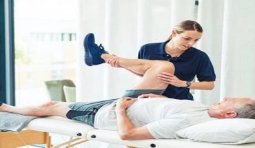 Physiotherapy doctor, senior patient and leg surgery, physical therapy and orthopedic healing. Physiotherapist, chiropractor and nurse help elderly injury, osteoporosis and arthritis rehabilitation